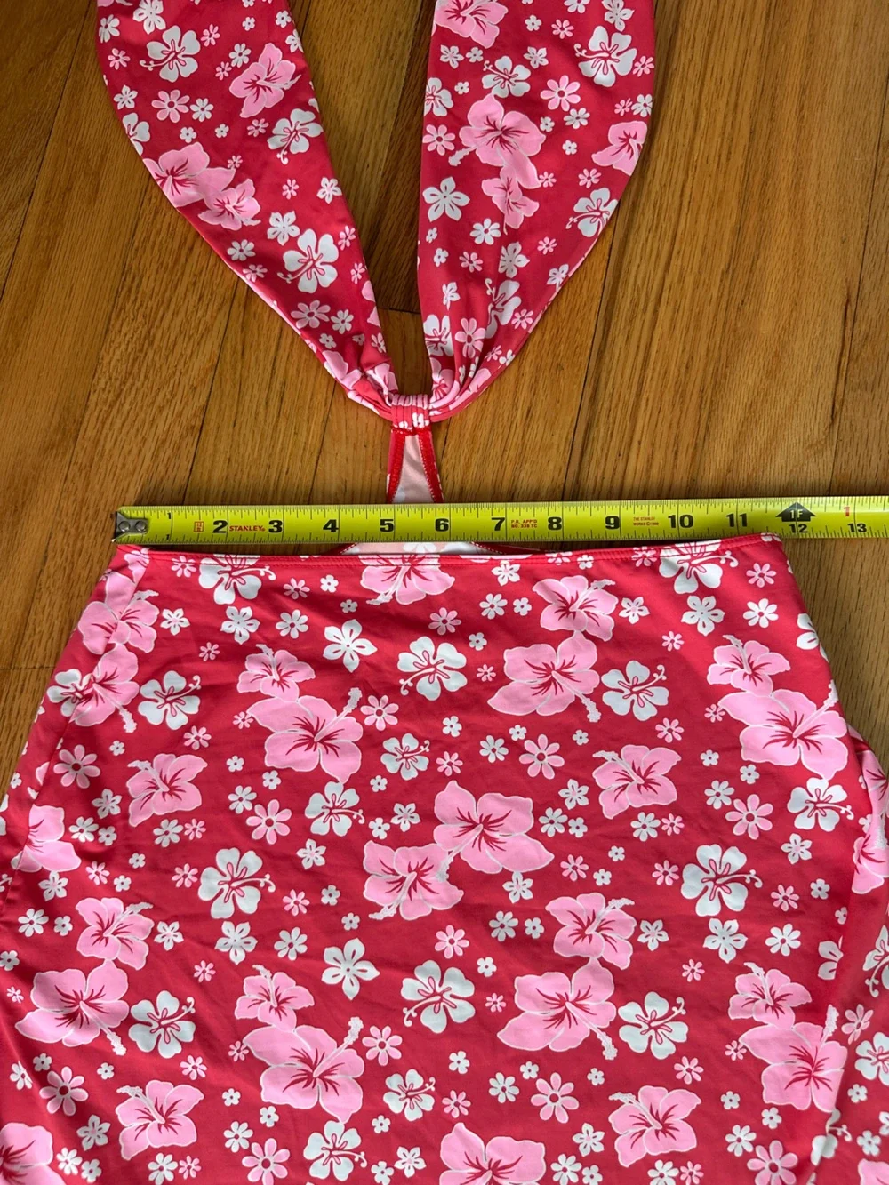 Frankies Bikinis Pink Hibiscus Floral Halter Mini Cover Up Dress Backless S
